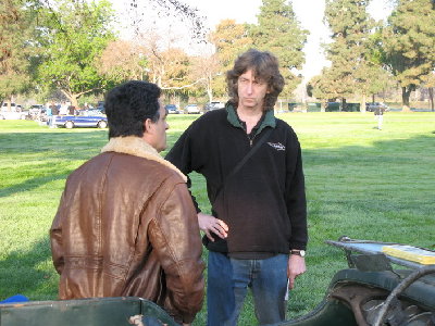 Webmaster Mike and Pre-war Registrar Phillip discuss things Singer next to Mike's 34 1.5 LM.